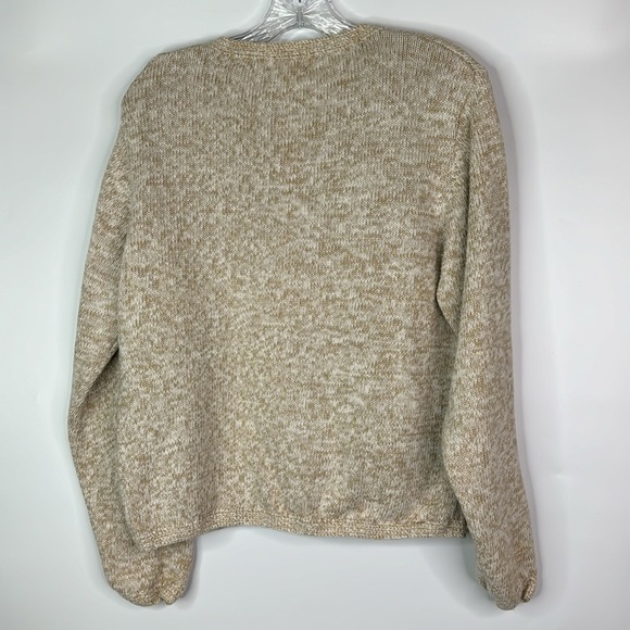 Vintage Winona Cotton Embroidered Star Oatmeal Tan Button Sweater Large - Picture 4 of 9